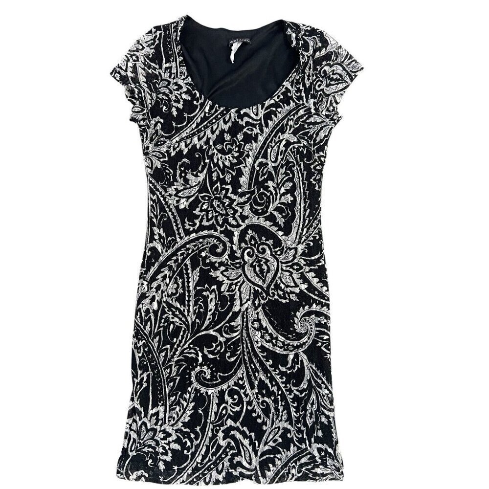 Vintage WetSeal y2k Black & White Mini Dress Size S 90s Mesh Fitted Dark Fairy